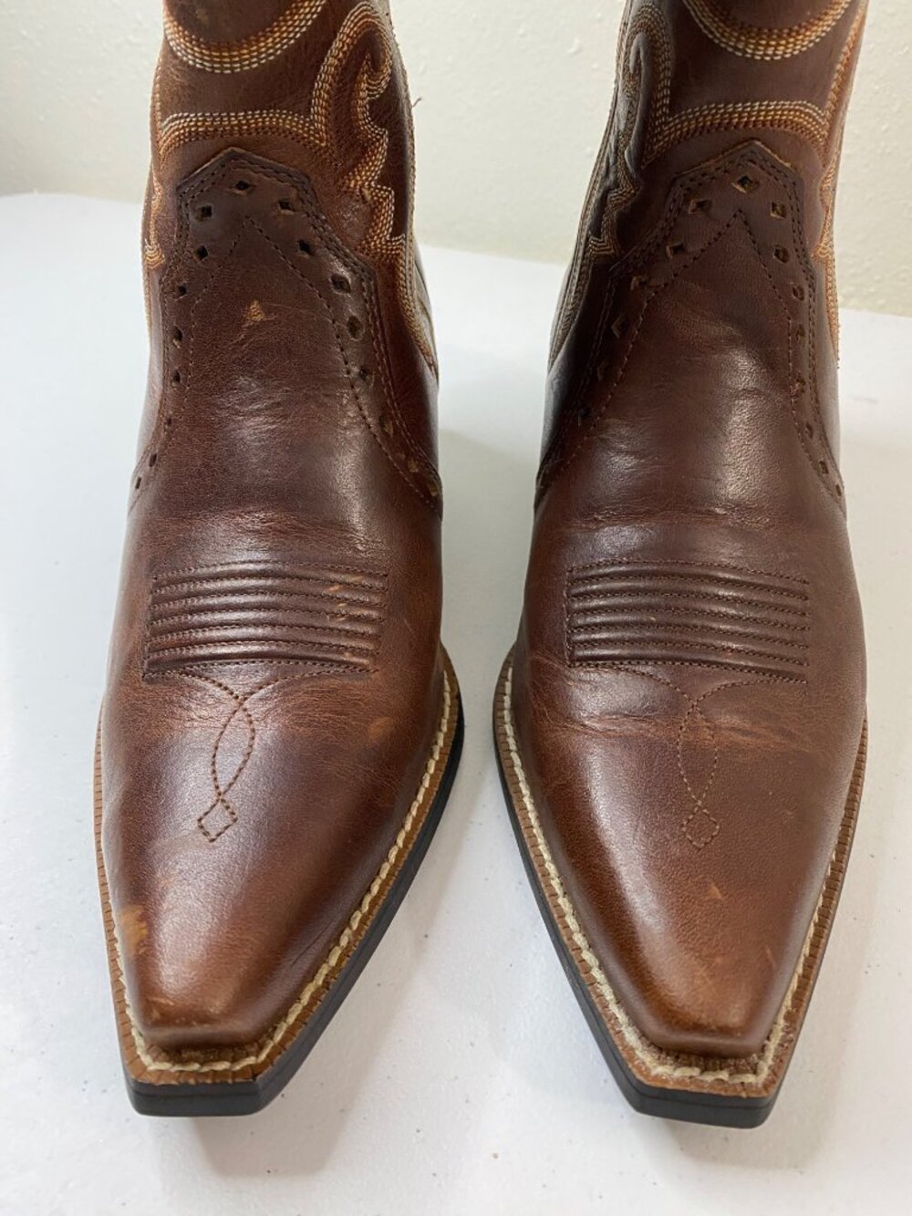 Ariat Cowgirl Boots Women 7C Brown Leather Embroidered Style 10005908 - Picture 13 of 16